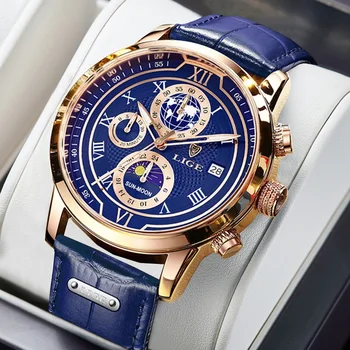 LIGE Top Brand Watch Mens Luxury Big Dial Watch Men vízálló kvarc karóra Sport kronográf óra Relogio Masculino