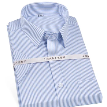 Luxus klasszikus nem vas rövid ujjú ruha ing Férfi Slim Fit Business Formális Kiváló minőségű Easy Care pamutcsíkos ingek