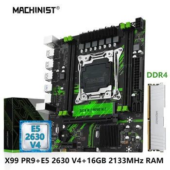 MACHINIST X99 PR9 alaplap készlet készlet LGA 2011-3 Xeon CPU E5 2630 V4 processzor DDR4 ECC 16GB RAM memória NVME/SATA M.2 USB M-ATX