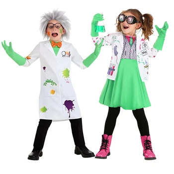 Mad Scientist jelmez gyerekeknek Díszes ruha jelmezek szerepjáték Öltözz fel Díszlet Labor kabát fiúknak Lányok Tudós cosplay