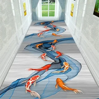 Modern otthon, tele hosszú szőnyegpadló szőnyegekkel Padló Otthoni lépcső ajtószőnyeg csúszásgátló szőnyeg folyosó folyosó szőnyeg támogatás testreszabás