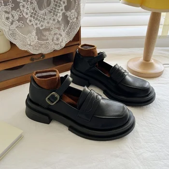 Női egyéni cipő alkalmi vastag sarkú cipő Lolita cipő 2022 őszi retro főiskolai stílus Mary Jane cipő fekete Zapatillas Mujer