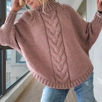 Női pulóver Hangulatos garbós pulóver nőknek Vastag kötött pulóver Dolman ujjakkal Ellenálló kialakítás Laza szabás Őszi tél