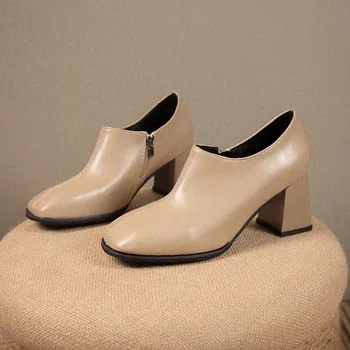 Női sarkú cipő naplopók Nő Vaskos sarkú cipő Elegáns napi irodai cipő Kényelem sekély szögletes lábujjak szivattyúk Lábbeli Zapatos