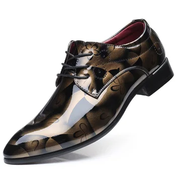 Office Men ruha cipő Virágmintás férfi formális cipő bőr Luxus divat Vőlegény esküvői cipő Férfi Oxford cipő ruha 37-48