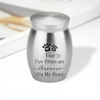 Pet Ash Box Forever in My Heart fém kisállat urna kis kutyának Macska mancsnyomatok emléktárgy hamvasztódoboz Nagy teherbírású kisállat urna