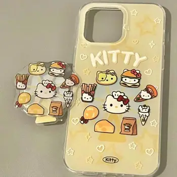 Rajzfilm Aranyos Hello Kitty Sanrio Hamburg Hasábburgonya Hello Kitty Működik az iPhone tokkal Iphone14/12/13Promax/11 védőtok