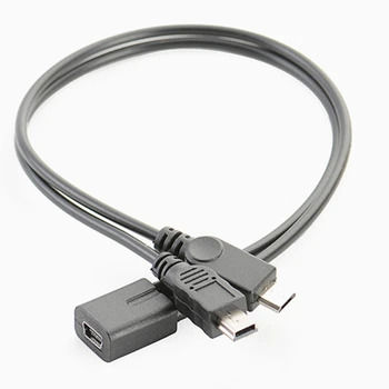Rugalmas Mini USB Splitter Mini 5p anya - Mini 5p Férfi + mikro férfi hosszabbító kábel Micro USB hosszabbító kábel 11,81 hüvelyk