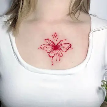 Rózsaszín pillangó szexi tetoválás matrica művészet vízálló aranyos nagykereskedelmi Tatto ideiglenes tetoválások fesztivál kiegészítők hotwife Tatoo hamis