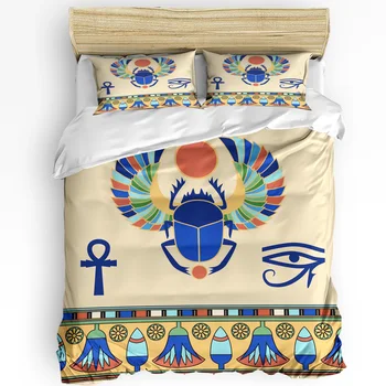 Scarab ókori egyiptomi kultúra paplanhuzat 3db ágynemű szett Otthoni textil paplanhuzat párnahuzatok Hálószoba ágynemű szett Nincs lepedő