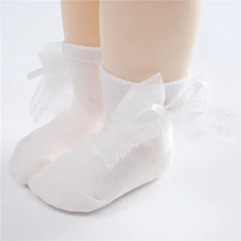 Suefunskry Aranyos kislányok puha zokni, édes csipke masni Princess zokni könnyű, csúszásmentes padlózokni tavaszi őszre 0-3 év