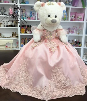Sweetheart Special Link for Little Teddy Bear ruha Quinceanera ruha rózsaszín gyöngyös rátétek, kristályok