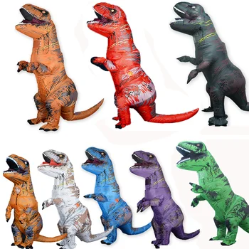 T Rex Velociraptor Felfújható jelmez kabalája Cosplay Tirano Saurio Rex Dino Halloween Nőknek Férfiak Gyerek Cosplay Vicces öltöny