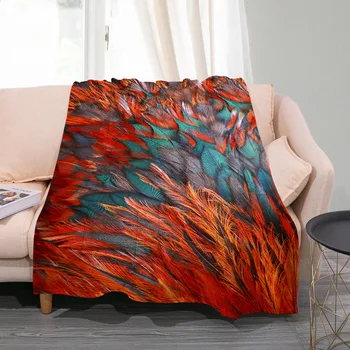 Throw takaró Páva tollak Divat flanel takaró puha meleg hangulatos otthoni Ajándékok ágyhoz kanapé kanapé 3D színes madártoll