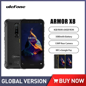 Ulefone Armor X8 masszív okostelefon 5,7 hüvelykes 4GB + 64GB vízálló mobiltelefon 5080mAh Android 11 IP68 4G mobiltelefon Használja az összes NFC-t
