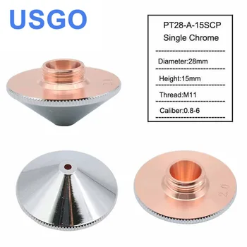 USGO lézeres fúvóka egyrétegű kétrétegű átmérő.28mm kaliber 0.8 - 6.0 P0591-571-0001 Precitec WSX FIBER lézeres vágófejhez