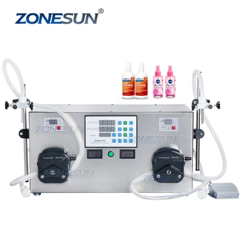 ZONESUN 2Heads parfüm víz gyümölcslé illóolaj elektromos digitális vezérlés Perisztaltikus szivattyú folyadéktöltő gép 3-2500ML