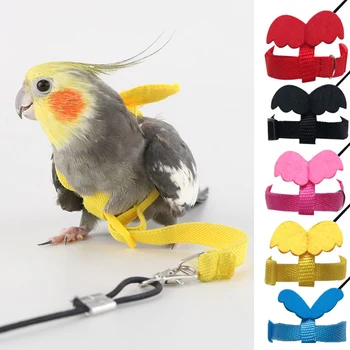 Állítható papagáj madárhám póráz készlet harapásgátló kiképző hám papagájokhoz Kültéri repülőkötél cockatiel kis madaraknak