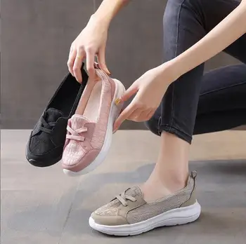 Új női cipők Nyári divat Lapos tornacipők Légáteresztő Kényelmes, könnyű, sekély szájú, csúszásmentes alkalmi cipő