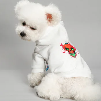 Őszi és téli kisállat ruhák Divat kapucnis pulóver Érdekes tök minta Kis és közepes méretű kutya Halloween pulóverek Chihuahua