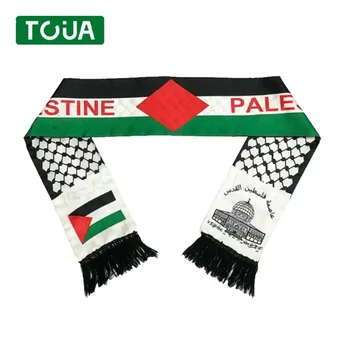 1/2db Palesztina Sál zászló 14x130cm kétoldalas sál nyomtatás Szatén palesztin zászló nemzeti ünnep Sálak palesztin kendő