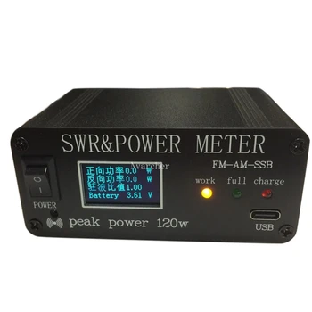 1.8Mhz-50Mhz 0.5W-120W SWR HF rövidhullámú állóhullám-mérő SWR és teljesítménymérő + akkumulátor + OLED FM AM CW SSB