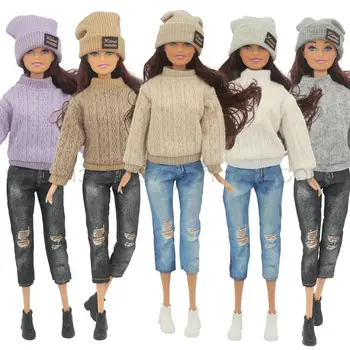 1 készlet 1/6 baba divat téli viselet pulóverek nadrág kézzel készített baba alkalmi ruhák kalapok babaruhák kiegészítők DIY lány ajándék játékok