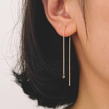 10db Dainty Gold fülbevaló láncos fülbevaló, fülvezeték menet ugrógyűrűvel (GB-1299)