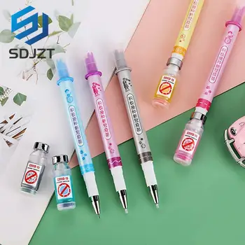 1db kreatív aranyos toll szimuláció vakcina fecskendő gél toll valósághű fecskendő alakú golyóstoll Kawaii irodai iskolai írószerek