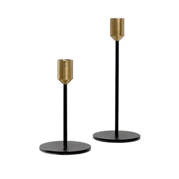 2 aranyból álló készlet fekete fém gyertyatartóval Üveges gyertyatartó Esküvői dekoráció Bár Party asztal palástdíszítés