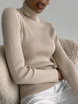 2023 Alap garbós női pulóverek Őszi téli felsők Slim Women pulóver Kötött pulóver pulóver puha meleg húzás