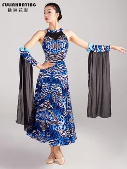 2023 Új stílusú táncruha Társastánc táncruha szexi leopárd nyomtatás Modern tánc performansz ruha női tangó ruha Y0383