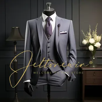 2024 Új a férfi blézerben Egymellű kabát Hivatalos vőlegény Tuxedo karcsú esküvői parti ruha Üzleti alkalmi férfi öltöny
