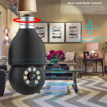 2MP 1080P iCsee App E27 lámpafej aljzat WIFI színes PTZ IP kupola kamera AI humanoid észlelés Biztonsági CCTV bébiőr