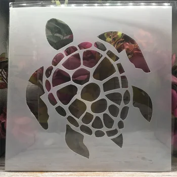 30*30cm tengeri teknős DIY rétegező sablonok Falfestés Scrapbook Színezés Dombornyomás album dekoratív sablon