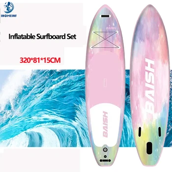 320cm Terepszínű szörfdeszka szett evezőkészlettel Felfújható Stand Up Paddle Board SUP Board farokúszó lábkötél felfújó szett