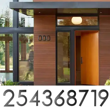 3D Lebegő ház száma akril fekete dombormű számok Címjel #0-9 betűk Nagy modern ajtólapok Otthoni kültéri dísz