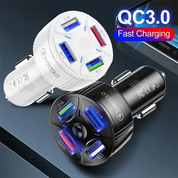 4 portok USB autós töltő 66W gyorstöltés Quick Charge 3.0 autós mobiltelefon töltő adapter iPhone 14 13 mi Sams N8W5