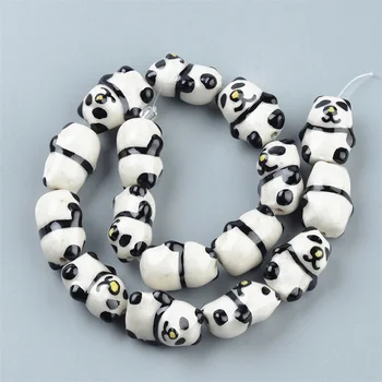 5db Fekete-fehér panda kerámia gyöngyök ékszerkészítéshez Nyaklánc fülbevaló készítése Kézzel festett lapos hal DIY kerámia távtartó gyöngyök
