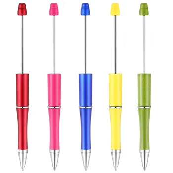 60 db gyöngyözhető toll Műanyag gyöngy toll Aranyos menő DIY tollak Fekete tinta golyóstollak gyerekeknek Lányok irodai iskolai kellékek