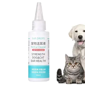 60ml Hatékony macska kutya fültisztító kisállat fülmosó fülcseppek kontroll élesztő atkák eltávolítja a fülatkák tudományos formula kisállat kellékek