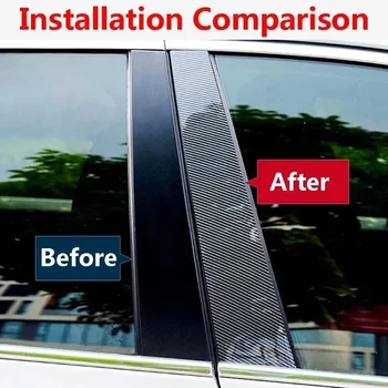 8Pcs autó ajtó ablak oszloposzlop burkolat burkolat oszlop matrica illeszkedik a Subaru Forester 2009-2012 külső részeihez szénszálas fekete