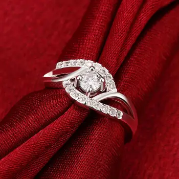 925 Sterling ezüst fényes cirkon gyűrűk nőknek Luxus divatparti esküvői kiegészítők ékszerek karácsonyi ajándékok