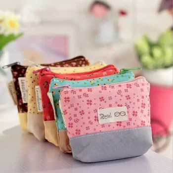 A divat koreai változata Pasztorális stílus Kis friss mini szövet pénztárca vászon Virág pénztárca ajándék kompakt és hordozható
