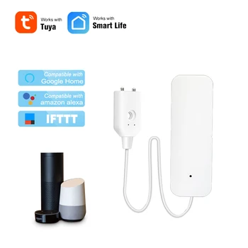A Tuya intelligens otthoni vízszivárgás-érzékelő riasztás együttműködik a Smart Life APP Google Alexával a Bluetooth WiFi kapcsolat támogatásához
