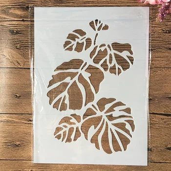 A4 29cm Nagy széleslevelű levelek DIY rétegező sablonok Falfestés Scrapbook színezés Dombornyomás album dekoratív sablon