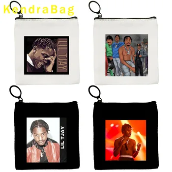Amerikai rapper Lil Jay Graffiti poszter Aranyos ajándék vászon érme pénztárca vászontáska Kis négyzet alakú táska kulcs tároló pénztárca cipzáras tasak