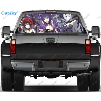 Anime dátum Élő autó hátsó ablak matrica Szélvédő matrica teherautó hátsó ablak matrica Univerzális perforált vinil grafikus dekoráció