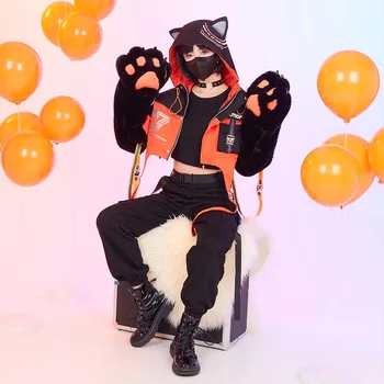 Anime Vtuber Luxiem Cosplay jelmez Punk Designs Jelmez Teljes készlet Nagy karom szőrös stílus Teljes készlet Öltöny Halloween Cosplay jelmez
