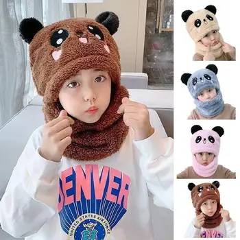 Aranyos gyerekek rajzfilm sál kalap kétrészes dupla gyapjú gyermek gyerek fiú lány ősz felnőtt kalap szülő-gyermek téli meleg T1I2